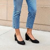 image:imageDREAM PAIRS Womens Pumps Low Chunky Block Heel Dress Shoes Closed Round Toe Comfortable HeelsBlacksuede