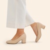 image:imageDREAM PAIRS Womens Pumps Low Chunky Block Heel Dress Shoes Closed Round Toe Comfortable HeelsNude