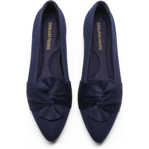 image:imageDREAM PAIRS Flats for Women Pointed Toe Knit Ballet Flats with Bow Foldable Comfortable Dress Shoes for Work Office Business Casual TravelNavy