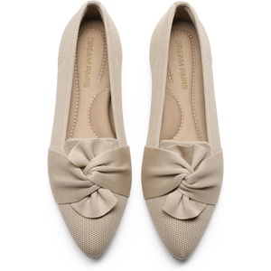 image:imageDREAM PAIRS Flats for Women Pointed Toe Knit Ballet Flats with Bow Foldable Comfortable Dress Shoes for Work Office Business Casual TravelNude