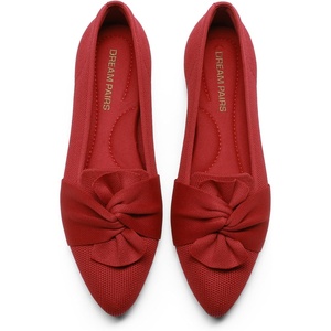 image:imageDREAM PAIRS Flats for Women Pointed Toe Knit Ballet Flats with Bow Foldable Comfortable Dress Shoes for Work Office Business Casual TravelRed