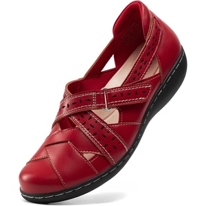 image:imageDREAM PAIRS Womens Loafers Slip On Comfortable Casual Orthopedic Walking Flats Work Shoes Closed Toe Sandals with Arch SupportRed