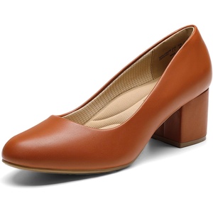 image:imageDREAM PAIRS Womens Pumps Low Chunky Block Heel Dress Shoes Closed Round Toe Comfortable HeelsBrown