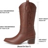 image:imageDREAM PAIRS Cowboy Boots for Women Cowgirl Western Boots Fashion Embroidery Stitched Chunky Heel Mid Calf BootsBrown