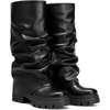 image:imageDREAM PAIRS Womens Fold Over Platform Chunky Heel Boots For Concerts Wear Ruched Mid Calf Slouchy Fashion Boots with Wide Calf FitBlack