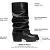 image:imageDREAM PAIRS Womens Fold Over Platform Chunky Heel Boots For Concerts Wear Ruched Mid Calf Slouchy Fashion Boots with Wide Calf FitBlack