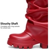 image:imageDREAM PAIRS Womens Fold Over Platform Chunky Heel Boots For Concerts Wear Ruched Mid Calf Slouchy Fashion Boots with Wide Calf FitRed