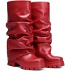 image:imageDREAM PAIRS Womens Fold Over Platform Chunky Heel Boots For Concerts Wear Ruched Mid Calf Slouchy Fashion Boots with Wide Calf FitRed