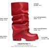 image:imageDREAM PAIRS Womens Fold Over Platform Chunky Heel Boots For Concerts Wear Ruched Mid Calf Slouchy Fashion Boots with Wide Calf FitRed