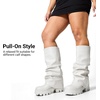 image:imageDREAM PAIRS Womens Fold Over Platform Chunky Heel Boots For Concerts Wear Ruched Mid Calf Slouchy Fashion Boots with Wide Calf FitWhite