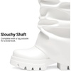 image:imageDREAM PAIRS Womens Fold Over Platform Chunky Heel Boots For Concerts Wear Ruched Mid Calf Slouchy Fashion Boots with Wide Calf FitWhite