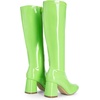 image:imageDREAM PAIRS Womens Gogo Boots Square Toe Chunky Wide Calf Knee High BootsGreenpat
