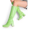 image:imageDREAM PAIRS Womens Gogo Boots Square Toe Chunky Wide Calf Knee High BootsGreenpat
