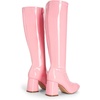 image:imageDREAM PAIRS Womens Gogo Boots Square Toe Chunky Wide Calf Knee High BootsPinkpat