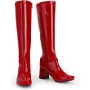 image:imageDREAM PAIRS Womens Gogo Boots Square Toe Chunky Wide Calf Knee High BootsRedPatentPu