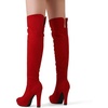 image:imageDREAM PAIRS Womens HIGHPLAT Chunky Thigh High Over The Knee High Heel BootsRed