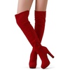 image:imageDREAM PAIRS Womens HIGHPLAT Chunky Thigh High Over The Knee High Heel BootsRed