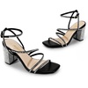 image:imageDREAM PAIRS Womens Heels Chunky Block Strappy Square Open Toe Ankle Buckle 315 Inch Heeled Sandals Wedding Party Dress Prom ShoesBlackrhinestone