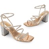 image:imageDREAM PAIRS Womens Heels Chunky Block Strappy Square Open Toe Ankle Buckle 315 Inch Heeled Sandals Wedding Party Dress Prom ShoesRose Goldrhinestone