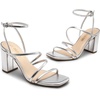 image:imageDREAM PAIRS Womens Heels Chunky Block Strappy Square Open Toe Ankle Buckle 315 Inch Heeled Sandals Wedding Party Dress Prom ShoesSilverpu