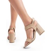 image:imageDREAM PAIRS Womens High Chunky Heels Square Toe Block Ankle Strap 3 inch Comfortable Heeled Sandals For Formal Wedding Party DressNude
