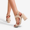 image:imageDREAM PAIRS Womens High Chunky Heels Square Toe Block Ankle Strap 3 inch Comfortable Heeled Sandals For Formal Wedding Party DressNudenubuck