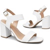 image:imageDREAM PAIRS Womens High Chunky Heels Square Toe Block Ankle Strap 3 inch Comfortable Heeled Sandals For Formal Wedding Party DressWhite