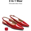image:imageDREAM PAIRS Womens Slingback Dressy Pointed Toe Ballet Flats with Buckle Strap Low Heel Dress Flat ShoesRed
