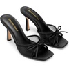 image:imageDREAM PAIRS Womens Square Open Toe Heels With Bow Vintage Slip on Stiletto High Backless Dressy Sandals for Daily PartyBlack