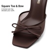 image:imageDREAM PAIRS Womens Square Open Toe Heels With Bow Vintage Slip on Stiletto High Backless Dressy Sandals for Daily PartyBrown