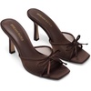 image:imageDREAM PAIRS Womens Square Open Toe Heels With Bow Vintage Slip on Stiletto High Backless Dressy Sandals for Daily PartyBrown