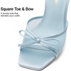 image:imageDREAM PAIRS Womens Square Open Toe Heels With Bow Vintage Slip on Stiletto High Backless Dressy Sandals for Daily PartyLight Blue