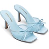 image:imageDREAM PAIRS Womens Square Open Toe Heels With Bow Vintage Slip on Stiletto High Backless Dressy Sandals for Daily PartyLight Blue