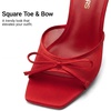 image:imageDREAM PAIRS Womens Square Open Toe Heels With Bow Vintage Slip on Stiletto High Backless Dressy Sandals for Daily PartyRed