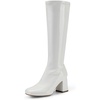 image:imageDREAM PAIRS Womens Gogo Boots Square Toe Chunky Wide Calf Knee High BootsWhite