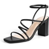image:imageDREAM PAIRS Womens Heels Chunky Block Strappy Square Open Toe Ankle Buckle 315 Inch Heeled Sandals Wedding Party Dress Prom ShoesBlack