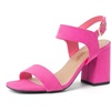 image:imageDREAM PAIRS Womens High Chunky Heels Square Toe Block Ankle Strap 3 inch Comfortable Heeled Sandals For Formal Wedding Party DressHot Pinksuede