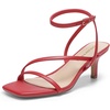 image:imageDREAM PAIRS Womens Low Kitten Heels Strappy Open Square Toe Ankle Strap Sexy Fashion Comfort Dress Shoes Party Heeled SandalsRed