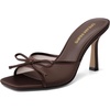 image:imageDREAM PAIRS Womens Square Open Toe Heels With Bow Vintage Slip on Stiletto High Backless Dressy Sandals for Daily PartyBrown