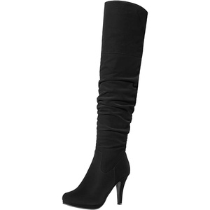 image:imageDREAM PAIRS Womens HIGHPLAT Chunky Thigh High Over The Knee High Heel BootsBlackNubuck1