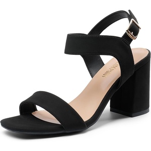 image:imageDREAM PAIRS Womens High Chunky Heels Square Toe Block Ankle Strap 3 inch Comfortable Heeled Sandals For Formal Wedding Party DressBlacknubuck