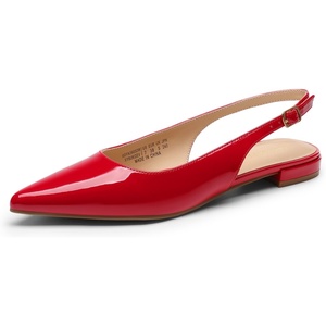 image:imageDREAM PAIRS Womens Slingback Dressy Pointed Toe Ballet Flats with Buckle Strap Low Heel Dress Flat ShoesRed
