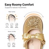 image:imageDREAM PAIRS Girls Mary Jane Shoes  Toddler School Uniform Dress Shoes Wide Toe Ballet Flats with Detachable Bow for Little KidsGold