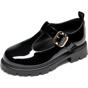 image:imageDREAM PAIRS Girls Mary Jane Dress Shoes School Uniform TStrap Loafers Platform Chunky Heel Closed Toe FlatsAll Black