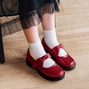 image:imageDREAM PAIRS Girls School Shoes Uniform Mary Jane Dress Platform Chunky Oxford Pumps with Bow for Toddler Little Big KidRed