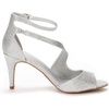 image:imageDREAM PAIRS Womens NILE Strappy Stiletto Heels Open Toe Ankle Strap Dress SandalsSilverGlitter