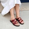 image:imageDREAM PAIRS Womens Slides Arch Support Slip on Flat Sandals Wide Plantar Fasciitis Soft Cushion Slippers With Adjustable StrapsRedpu