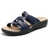 image:imageDREAM PAIRS Womens Slides Arch Support Slip on Flat Sandals Wide Plantar Fasciitis Soft Cushion Slippers With Adjustable StrapsNavy