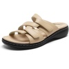 image:imageDREAM PAIRS Womens Slides Arch Support Slip on Flat Sandals Wide Plantar Fasciitis Soft Cushion Slippers With Adjustable StrapsNude