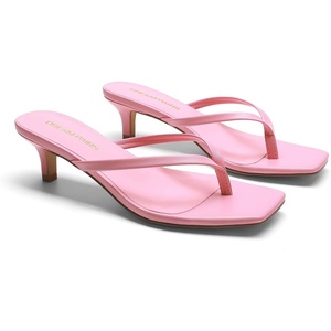 image:imageDREAM PAIRS Kitten Heels for Women Flip Flop Low Heels Square Open Toe Sandals Thong 197 Inch Heeled Sandals for Summer VacationPink